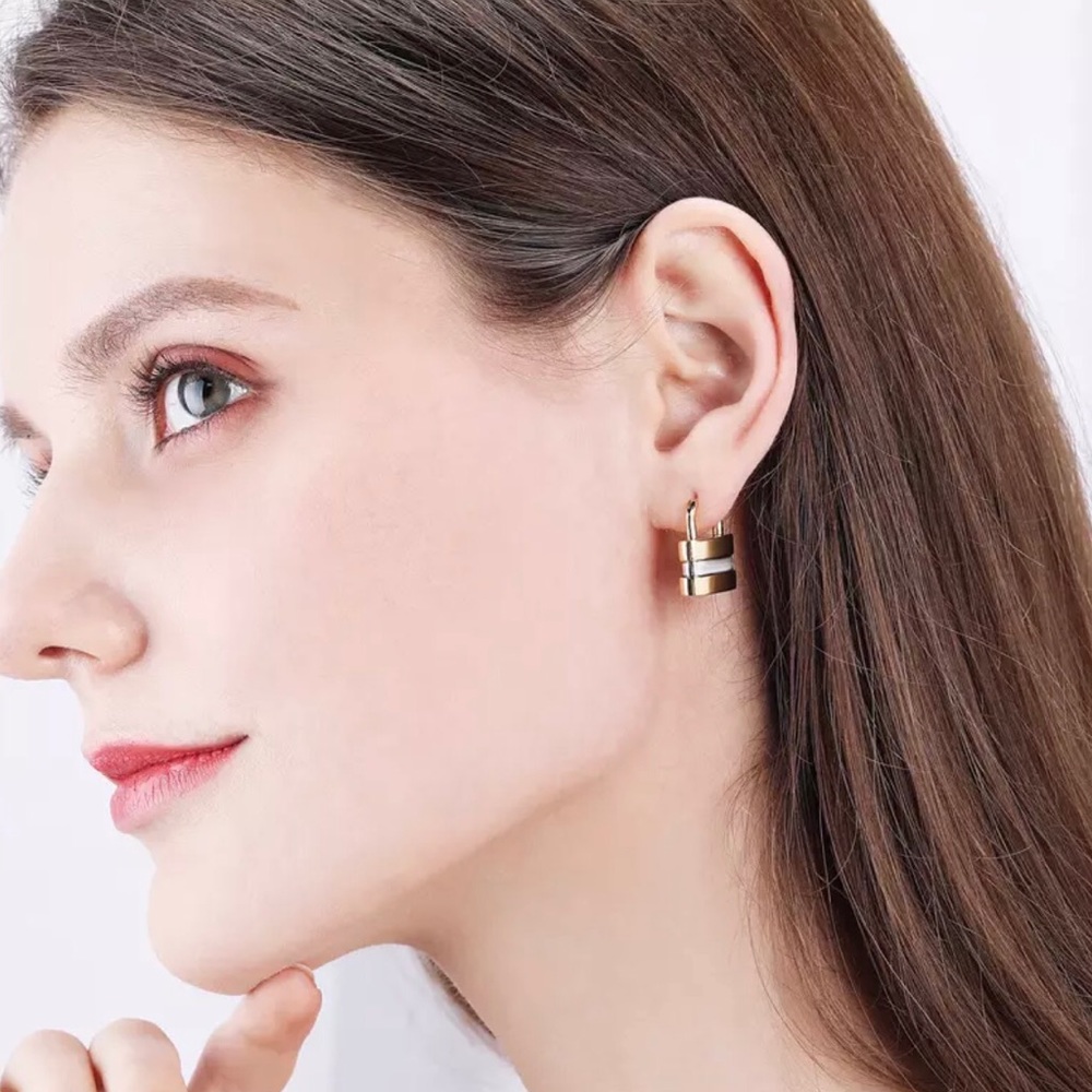 ✨✨Two Tone Padlock Earrings ✨✨ - Picture 4 of 6